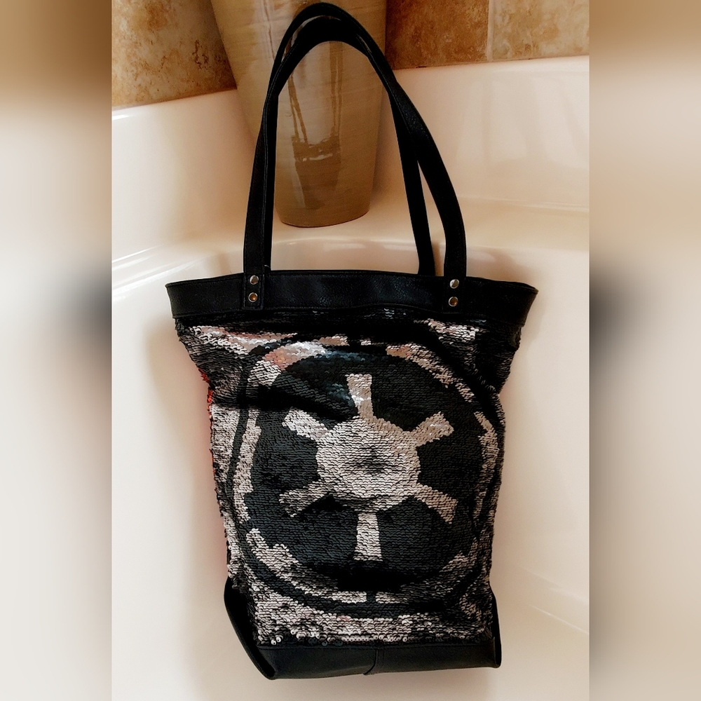 Disney Star Wars Tote Bag - Star Wars Logo Sequin Park Tote NWT - Picture 5 of 9